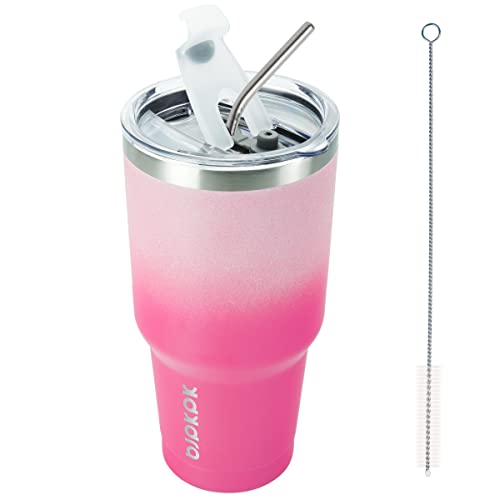 Sakura Stainless Steel Coffee Tumbler with Lid and Straw