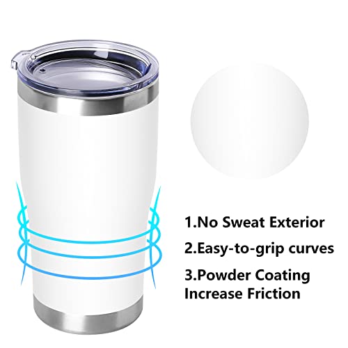 White Stainless Steel 20oz Travel Coffee Tumbler Mug