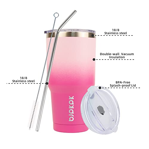 Sakura Stainless Steel Coffee Tumbler with Lid and Straw