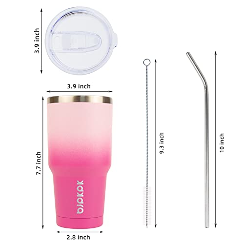 Sakura Stainless Steel Coffee Tumbler with Lid and Straw