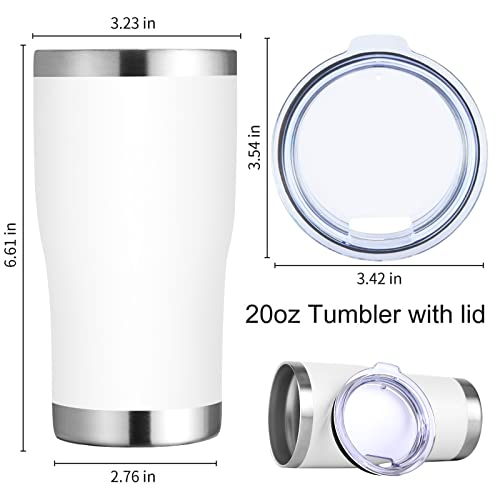 White Stainless Steel 20oz Travel Coffee Tumbler Mug