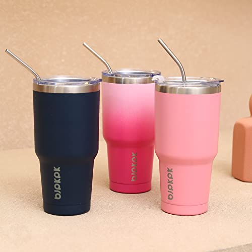 Sakura Stainless Steel Coffee Tumbler with Lid and Straw