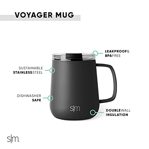 Modern Travel Coffee Mug with Lid and Handle - 12oz