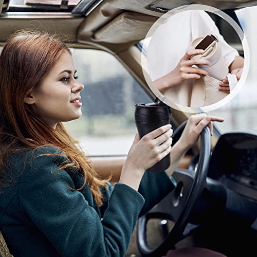 Travel coffee mug 2 pack, spill-proof with lid/straw