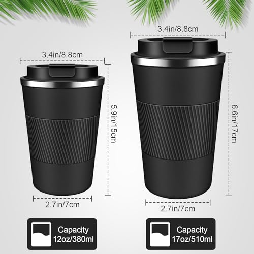Insulated Coffee Mug Set with Leakproof Lid - 12oz & 17oz