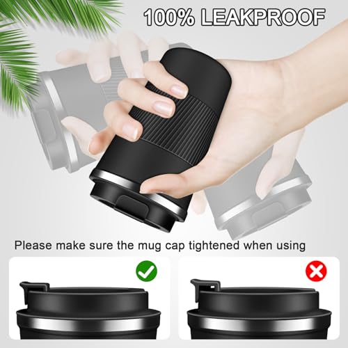 Insulated Coffee Mug Set with Leakproof Lid - 12oz & 17oz