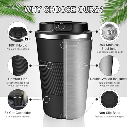 Insulated Coffee Mug Set with Leakproof Lid - 12oz & 17oz