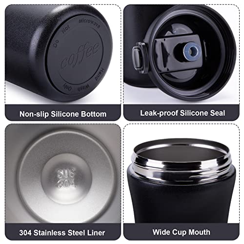 Travel coffee mug 2 pack, spill-proof with lid/straw