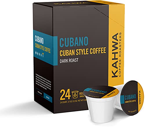 Kahwa Coffee Cubano Pods, Dark Roast Blend, 24ct