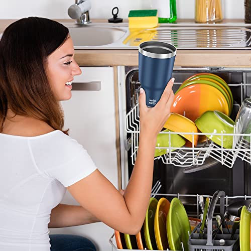 Stainless Steel Navy Blue Travel Coffee Tumbler Cup