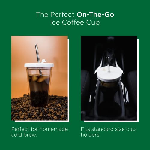 24 oz Reusable Insulated Iced Coffee Cup with Straws