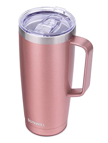 SUNWILL Insulated Travel Coffee Mug, Rose Gold 24oz