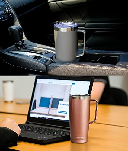 SUNWILL Insulated Travel Coffee Mug, Rose Gold 24oz