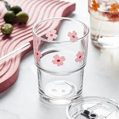 Glass Tumbler with Straw and Lid, Reusable Coffee Cup