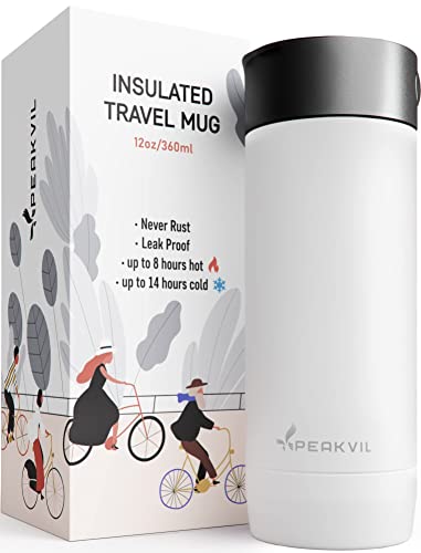 12 Oz Insulated Coffee Mug with Push Button Lid