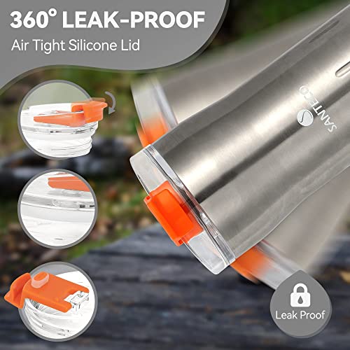 SANTECO Insulated Travel Coffee Mug, 12 oz Silver