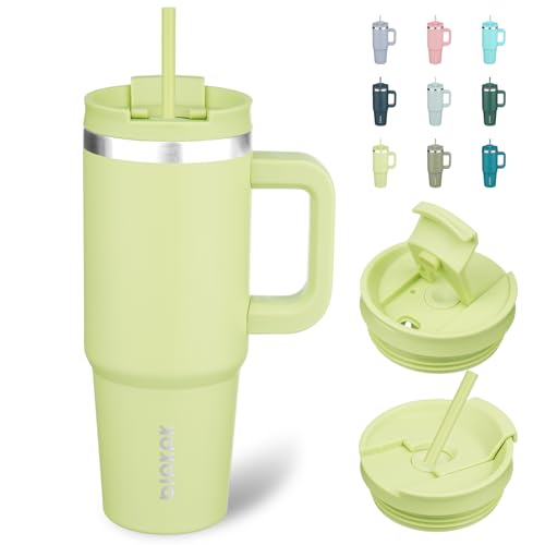 30oz Stainless Steel Insulated Tumbler with Handle & Straw