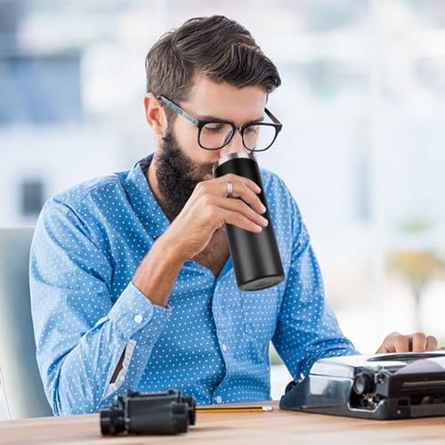 Black Stainless Steel Skinny Tumbler with Straw- 20oz