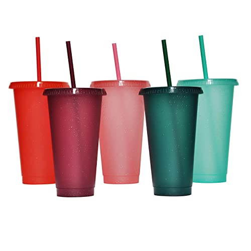 Rainbow Glitter Tumbler 5-Pack for Coffee Lovers