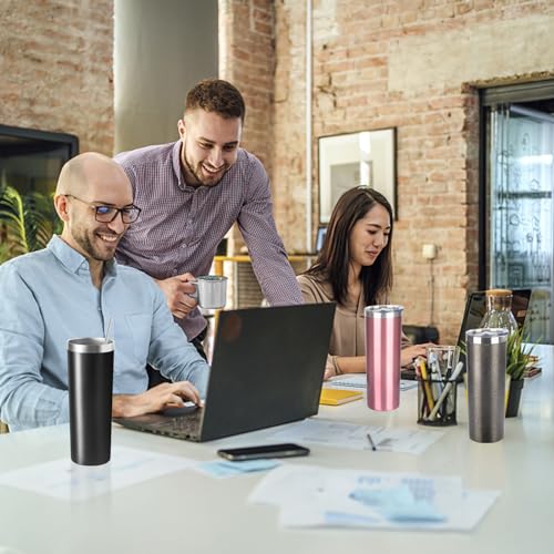 Black Stainless Steel Skinny Tumbler with Straw- 20oz