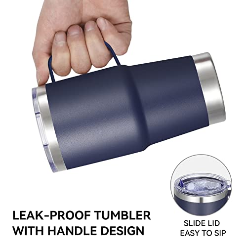 20oz Stainless Steel Tumbler with Handle, Lid, Straw