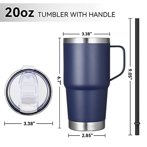 20oz Stainless Steel Tumbler with Handle, Lid, Straw