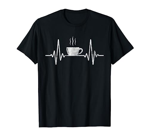 Heartbeat Coffee T-Shirt with Cup Frequency Design