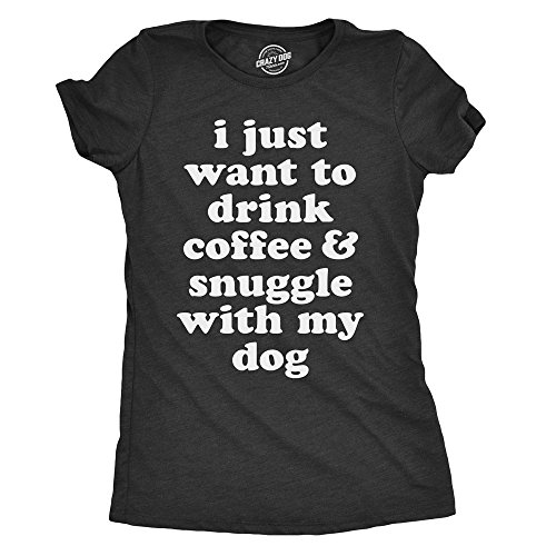 Funny Women's Coffee & Dog Snuggle Tee Black