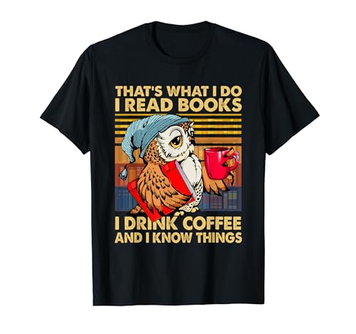 Coffee Lover Owl Reads Books Tee