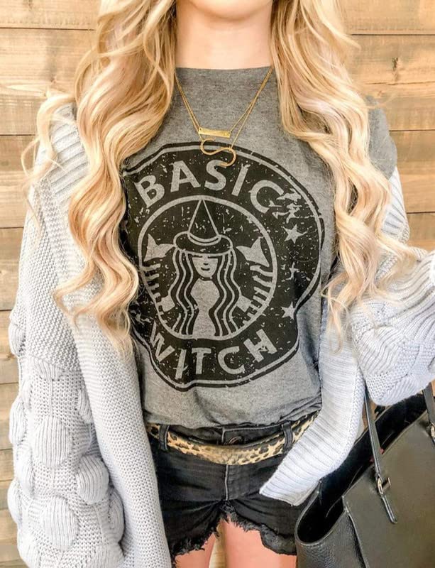 Basic Witch Coffee Tee for Women Halloween Graphic