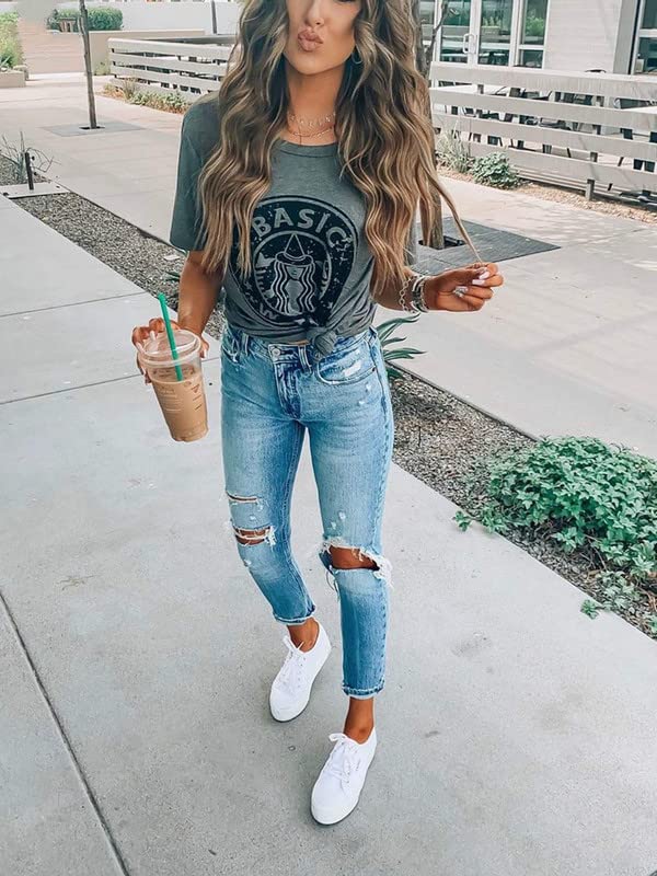 Basic Witch Coffee Tee for Women Halloween Graphic