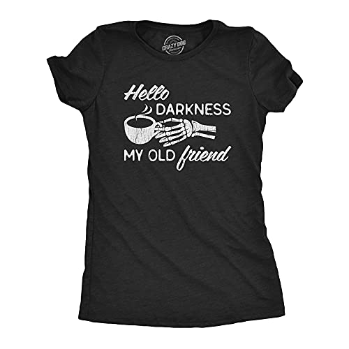 Hello Darkness Skeleton Coffee Lover Graphic Tee Women's
