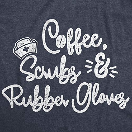 Womens Coffee Scrubs Rubber Gloves Tshirt Funny Nurse Life Tee Funny Womens T Shirts Funny Coffee T Shirt Women's Novelty T Shirts Navy S