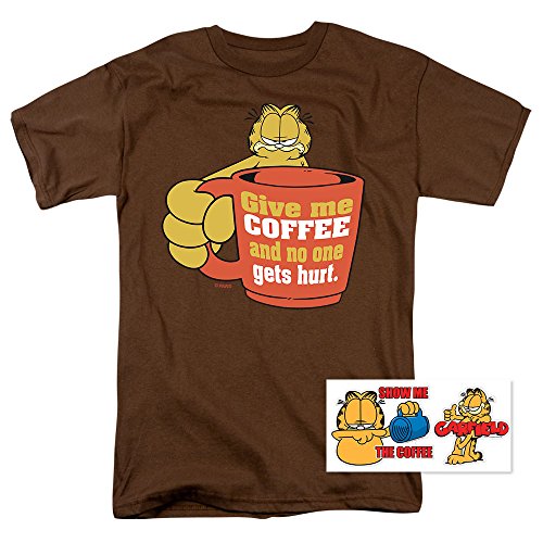 Garfield Give Me Coffee T Shirt & Stickers (X-Large)