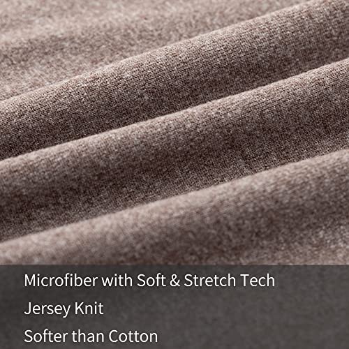 2-Pack Stretch Pillow Cases - Jersey Knit & Envelope Closure Pillowcases with Ultra Soft T-Shirt Like Polyester Blend - Suitable for Queen or Standard Size Set of 2, Heather Brown