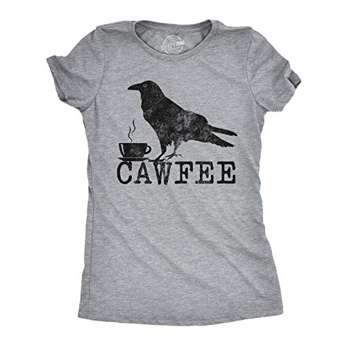 Womens Cawfee Tshirt Funny Coffee Drinking T Shirt Sarcastic Caffeine Joke Funny Womens T Shirts Funny Coffee T Shirt Women's Novelty T Shirts Light Grey S