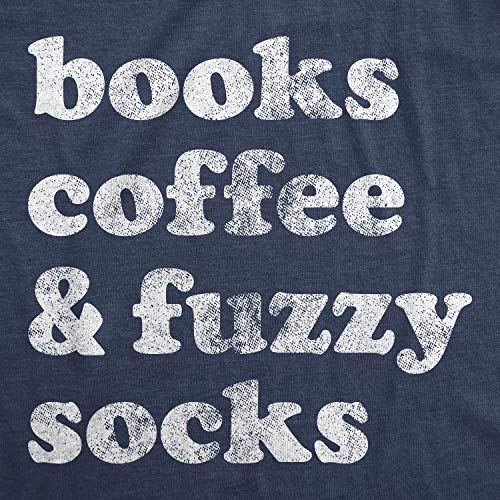 Womens Books Coffee and Fuzzy Socks T Shirt Funny Gift for Her Cottage Lake Tee Funny Womens T Shirts Introvert T Shirt for Women Funny Coffee T Shirt Navy S