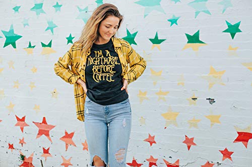 Womens I'm A Nightmare Before Coffee Tshirt Funny Halloween Movie Tee Funny Womens T Shirts Christmas T Shirt for Women Funny Coffee T Shirt Women's Black S