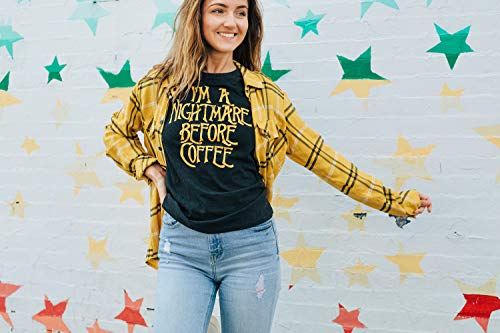 Womens I'm A Nightmare Before Coffee Tshirt Funny Halloween Movie Tee Funny Womens T Shirts Christmas T Shirt for Women Funny Coffee T Shirt Women's Black S