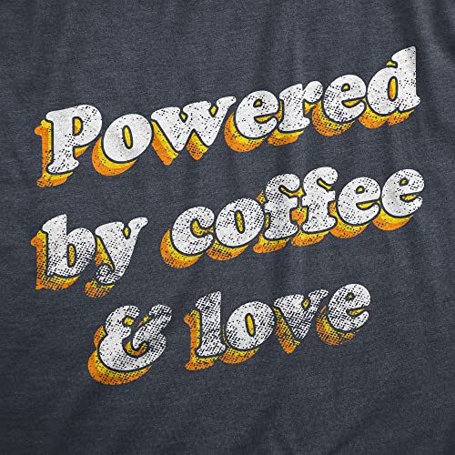 Womens Powered by Coffee and Love T Shirt Funny Retro Graphic Fun Novelty Tee for Guys Funny Womens T Shirts Vintage T Shirt for Women Funny Coffee T Shirt Navy XL