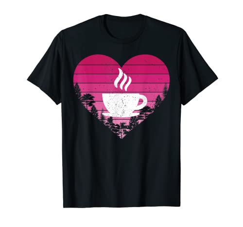 Coffee Lover Retro Vintage Heart Coffee Valentines Day T-Shirt