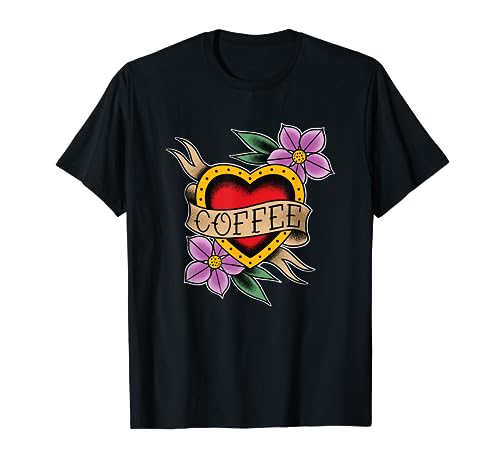 Coffee Heart Traditional Tattoo Design for Coffee lovers T-Shirt