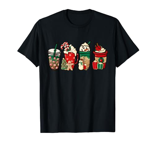 Funny Christmas Coffee Lover Cute Snowman Latte Xmas Holiday T-Shirt