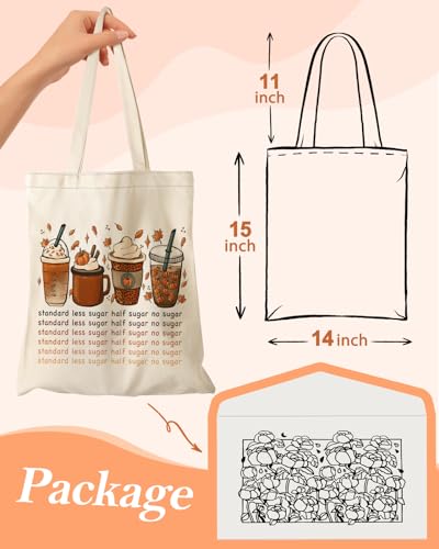Miss Adola Aesthetic Canvas Tote Bag with Inner Pocket for Women Unique Funny Pattern Design Casual Sturdy Cloth Cotton Gift Totes Bag with Pattern for Vacation, Shopping, Work, Gym - Latte Coffee