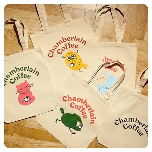 Chamberlain Coffee Logo Shopping Tote Bag - Tote Bag for Groceries, Farmers Market, Books & School - Cotton Canvas Tote Bag Logo - Durable Reusable Canvas Shopping Bag