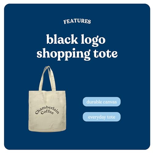 Chamberlain Coffee Logo Shopping Tote Bag - Tote Bag for Groceries, Farmers Market, Books & School - Cotton Canvas Tote Bag Logo - Durable Reusable Canvas Shopping Bag
