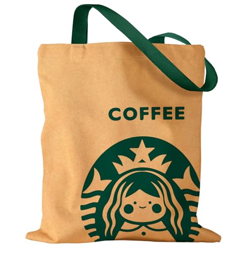 Miss Adola Aesthetic Canvas Tote Bag with Pattern for Women, Cute Funny Coffee Girl Design Casual Sturdy Cloth Cotton Totes Bag for Vacation, Shopping, Grocery, Work, Gym