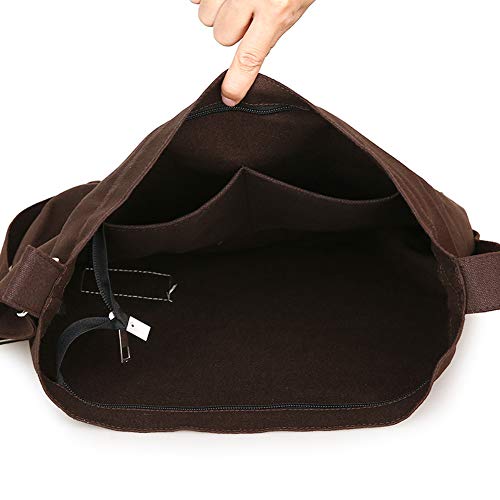 Covelin Women's Retro Large Size Canvas Shoulder Bag Hobo Crossbody Handbag Casual Tote Coffee