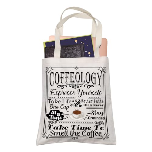 Coffee Lover Gift Caffeine Latte Coffeology Espresso Youself Shopping Bag Women Christmas Birthday Travel Tote Bag (Coffeology)