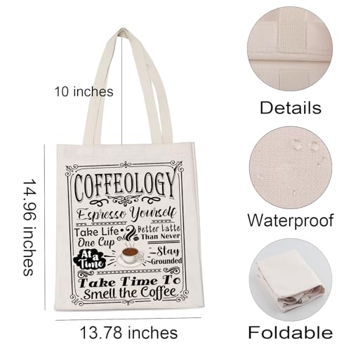 Coffee Lover Gift Caffeine Latte Coffeology Espresso Youself Shopping Bag Women Christmas Birthday Travel Tote Bag (Coffeology)